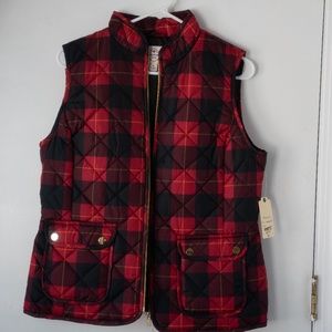 St. John's Bay Red Plaid Vest